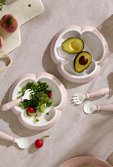 Baby Plate, Spoon and Fork, 2 sets - Powder pink