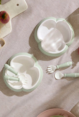 Baby Plate, Spoon and Fork, 2 sets - Powder green