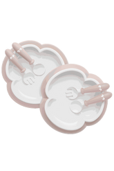 Baby Plate, Spoon and Fork, 2 sets - Powder pink