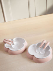 Baby Plate, Spoon and Fork, 2 sets - Powder pink