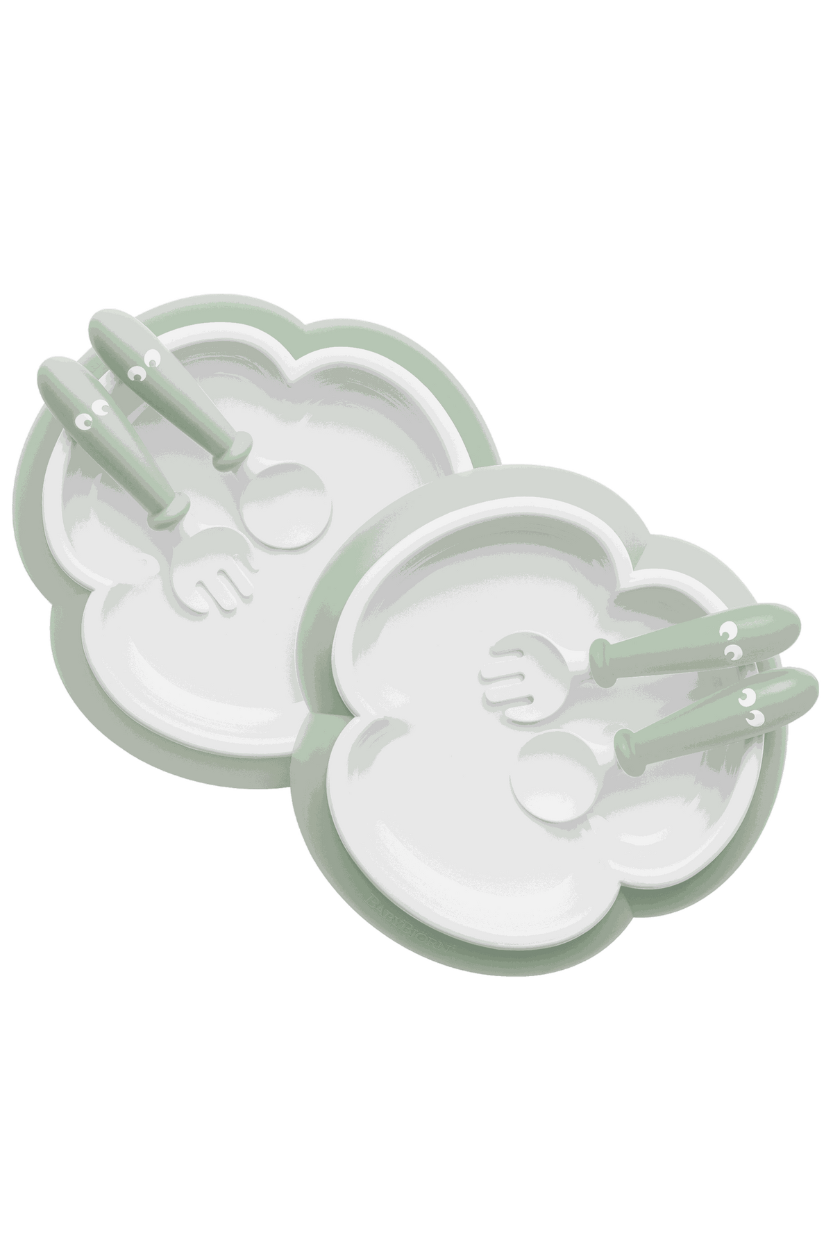 Baby Plate, Spoon and Fork, 2 sets - Powder green