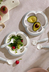 Baby Plate, Spoon and Fork, 2 sets - Gray