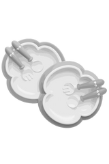Baby Plate, Spoon and Fork, 2 sets - Gray