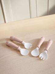 Baby Spoon and Fork, 4 pcs - Powder pink