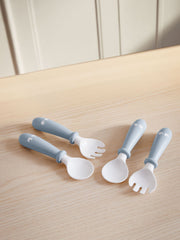 Baby Spoon and Fork, 4 pcs - Powder blue