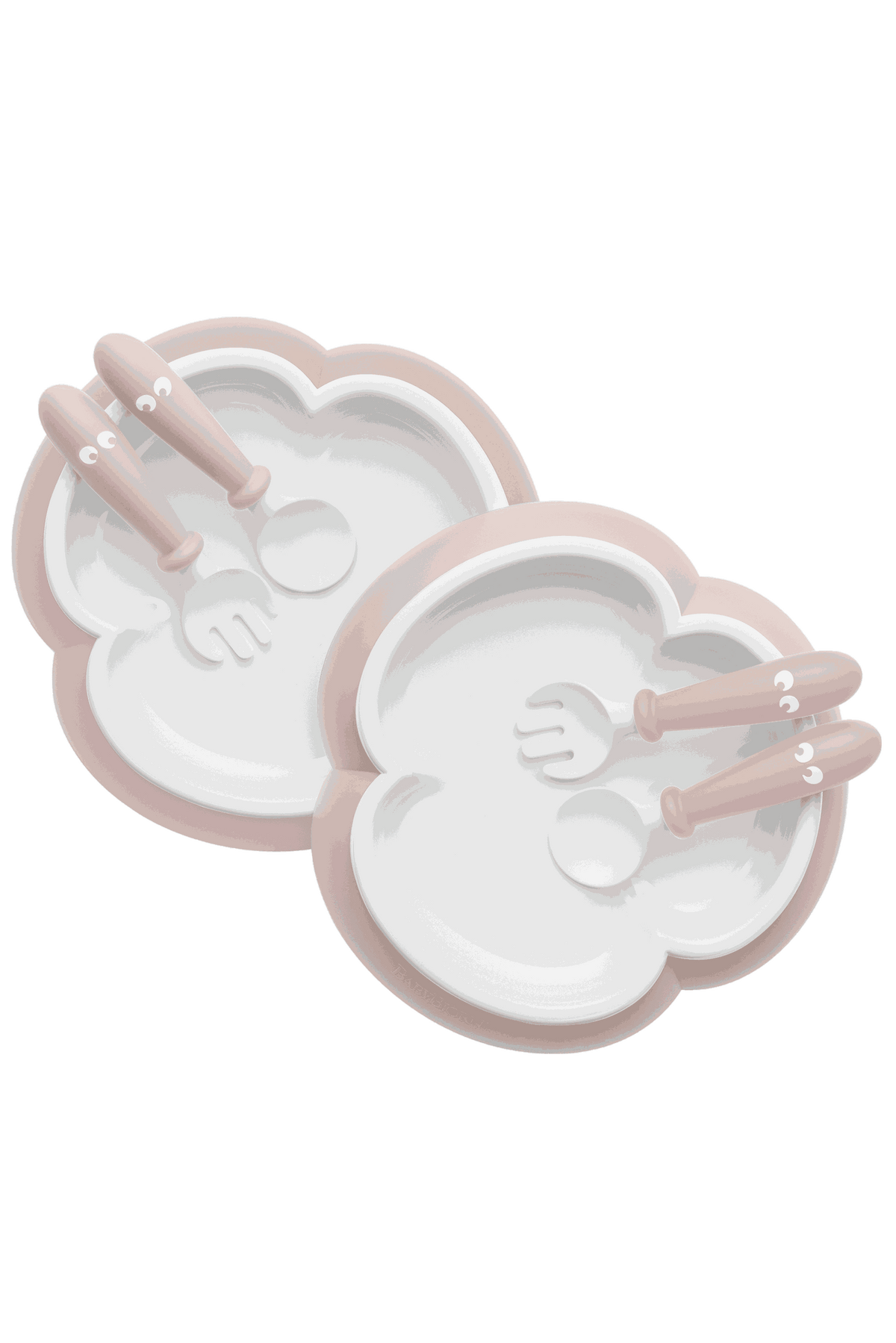 Baby Plate, Spoon and Fork, 2 sets - Powder pink